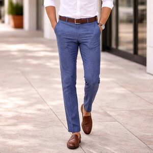 Club Monaco Blue 100% Linen Connor Fit NWT 148$ modern slim fit